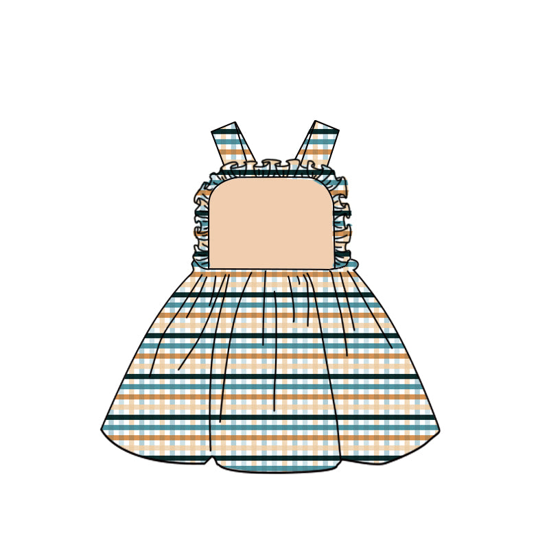 (Custom Design Preorder MOQ 5) Stripes Print Girls Knee Length Summer Dress