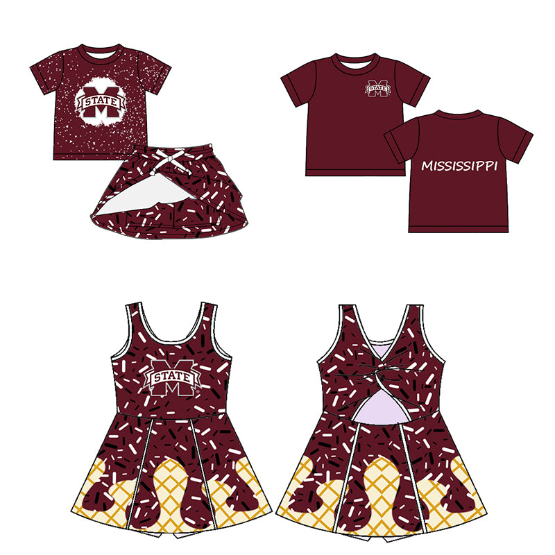(Custom Design Preorder MOQ 5 Each Item)Team's Mississippi State Print Family Matching Clothes