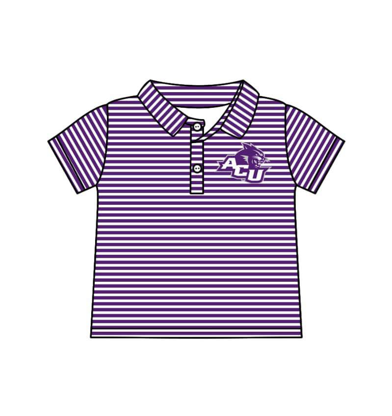 (Custom Design Preorder MOQ 5 ) Team's ACU Purple Stripes Print Boys Polo Tee Shirts Top