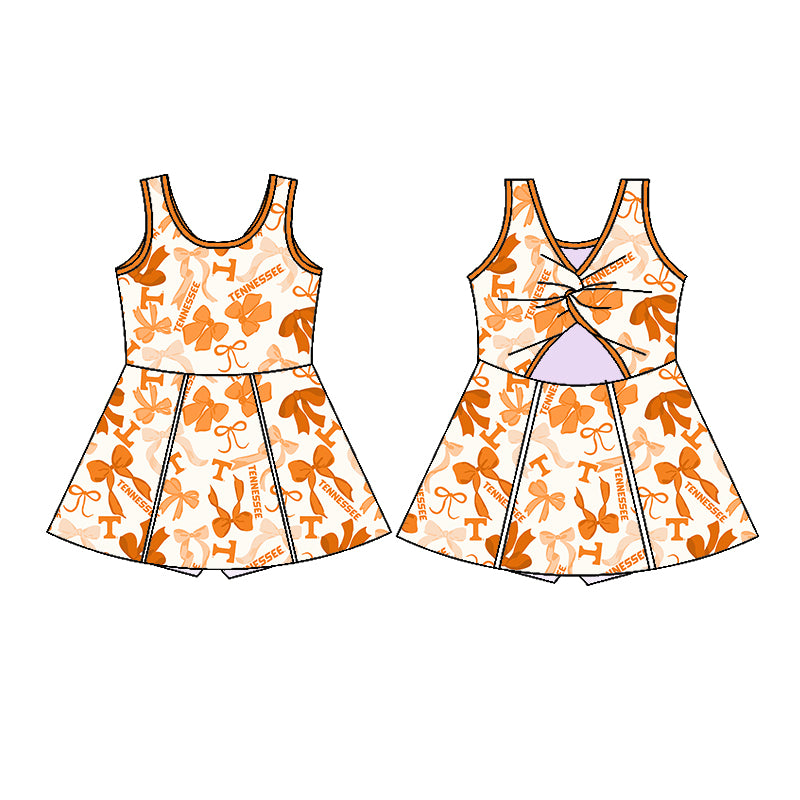 (Custom Design Preorder MOQ 5 Each Color) Team's TENNESSEE Bows Print Girls Summer Clothes Sisters Matching Wear