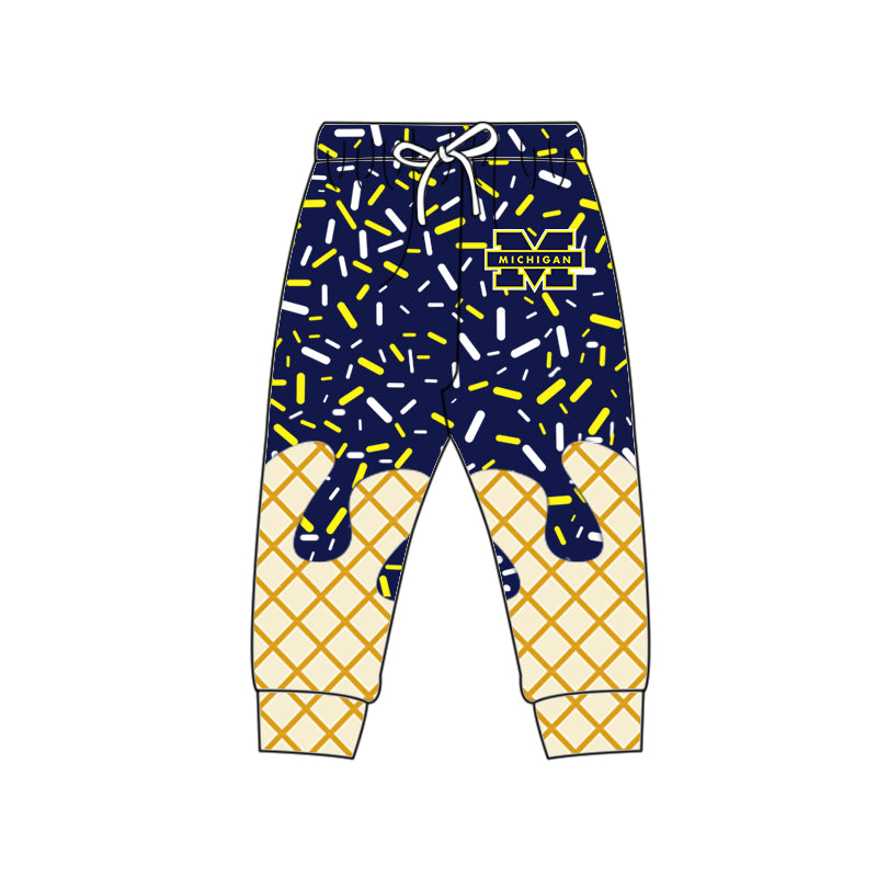 (Custom Design Preorder MOQ 5 Each Item)Team's MICHIGAN Sprinkles Print Sibling Matching Clothes