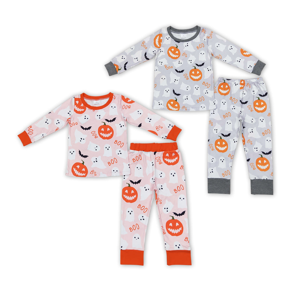 Pumpkin Ghost BOO Print Sibling Halloween Matching Pajamas Clothes
