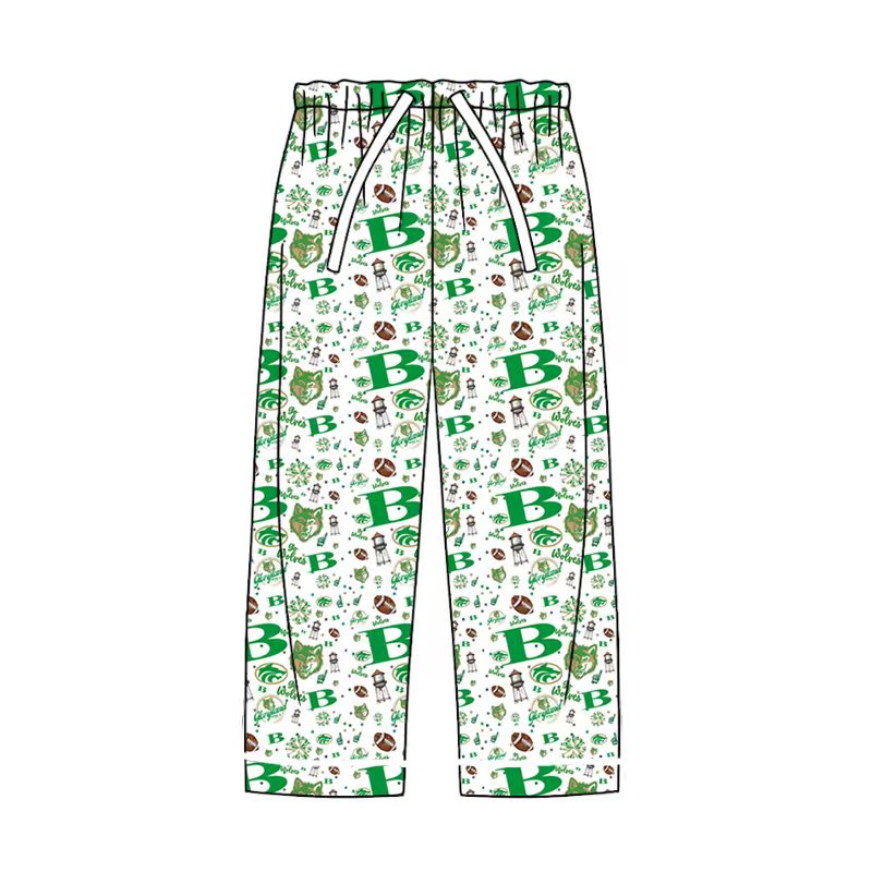 (Custom Design Preorder MOQ 5) Team's Green Print Adult Pajamas Pants