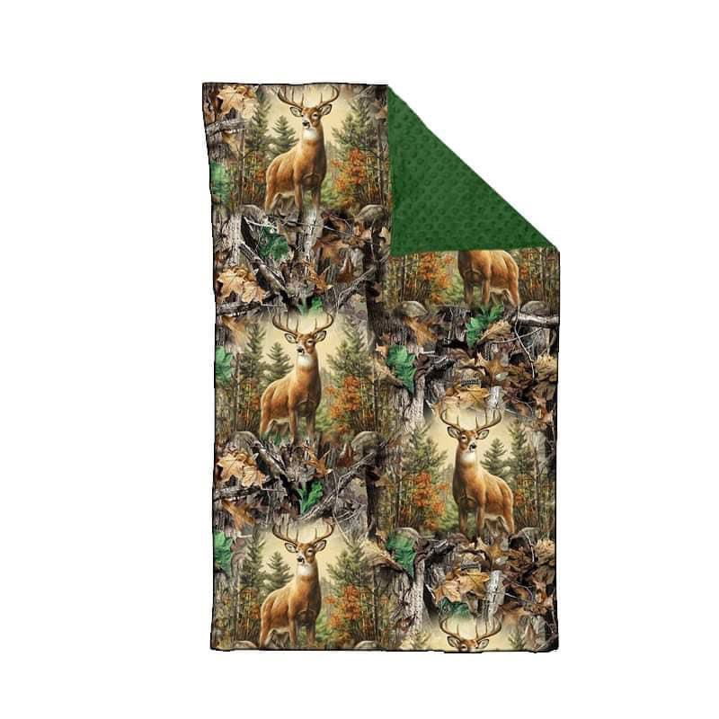 (Custom Design Preorder MOQ 5)Deer Camo Print Baby Hunting Blanket