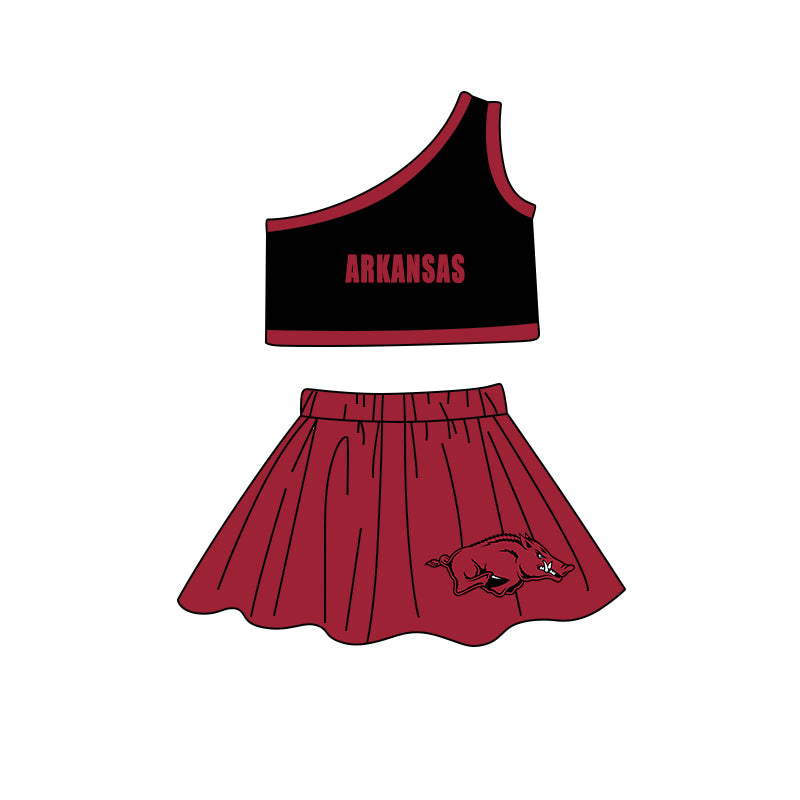 (Custom Design Preorder MOQ 5) Team's Arkansas Crop Top Skirts Shorts Girls Clothes Sets