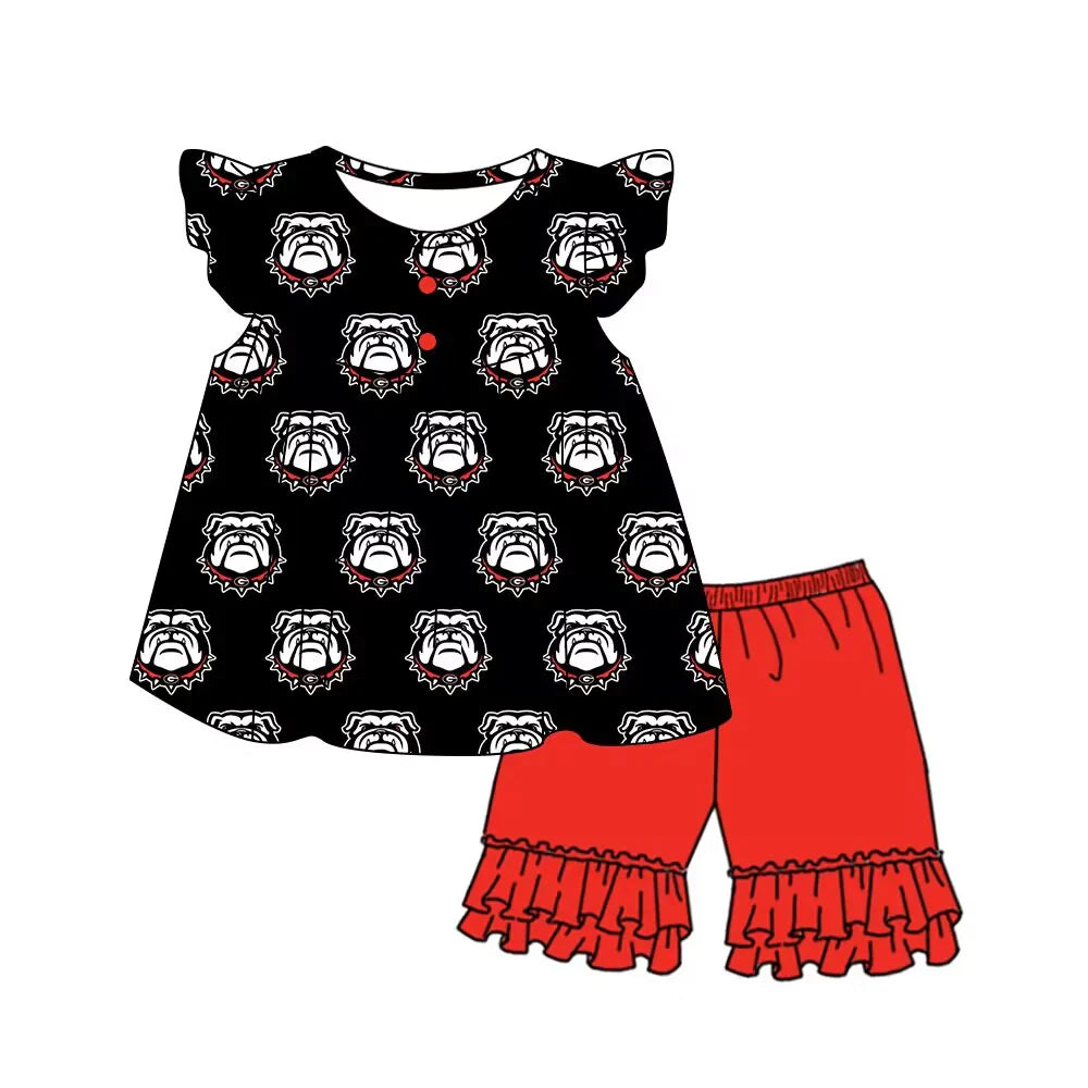 (Custom Design Preorder MOQ 5) Team's Georgia Print Girls Summer Clothes Set