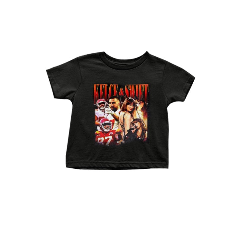 (Custom Design Preorder MOQ 5) Black Singer Swiftie Print Girls Summer Tee Shirts Top