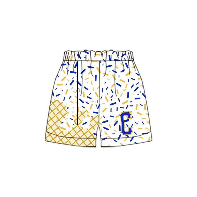 (Custom Design Preorder MOQ 5 Each Item) Team's C White Sprinkles Print Summer Bottom Shorts Mom and Me Matching Clothes