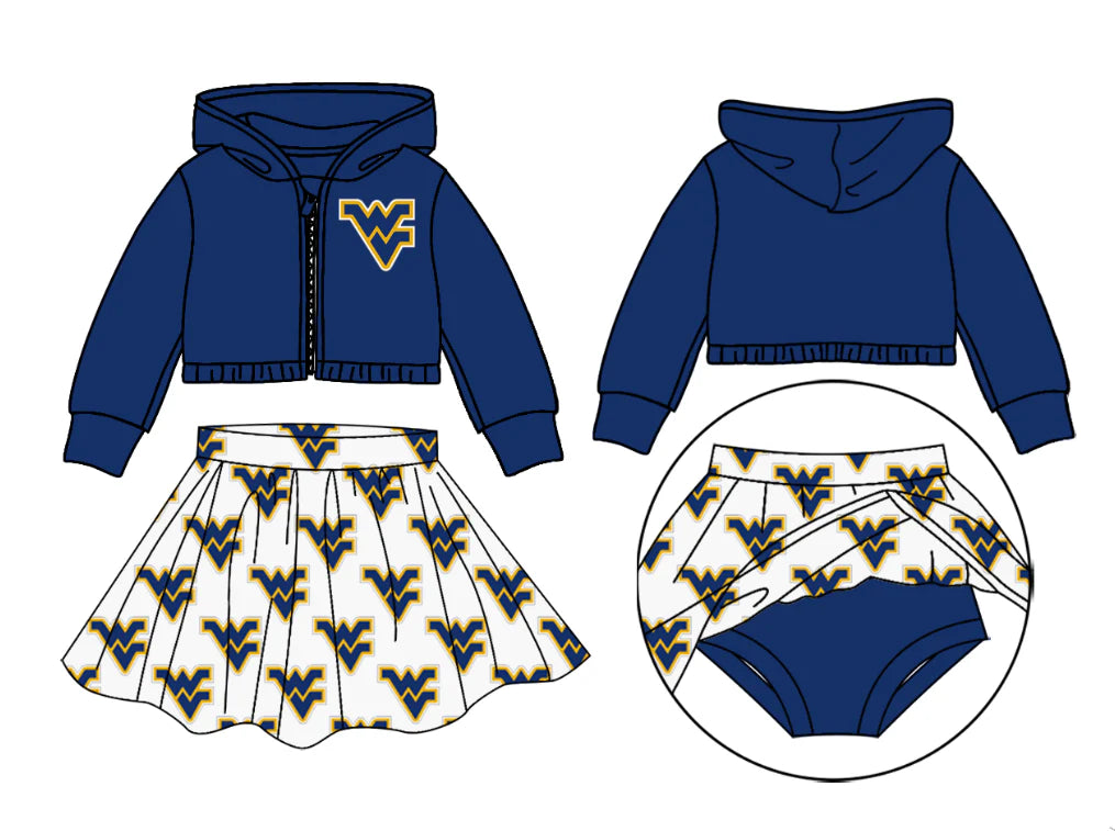 (Custom Design Preorder MOQ 5 Each Item)Team's WEST VIRGINIA Print Girls Matching Clothes