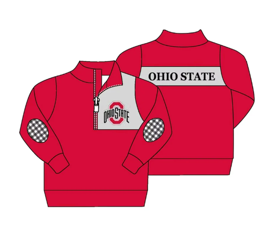(Custom Design Preorder MOQ 5) Team's OHIO STATE Print Boys Long Sleeve Zipper Pullover Shirts