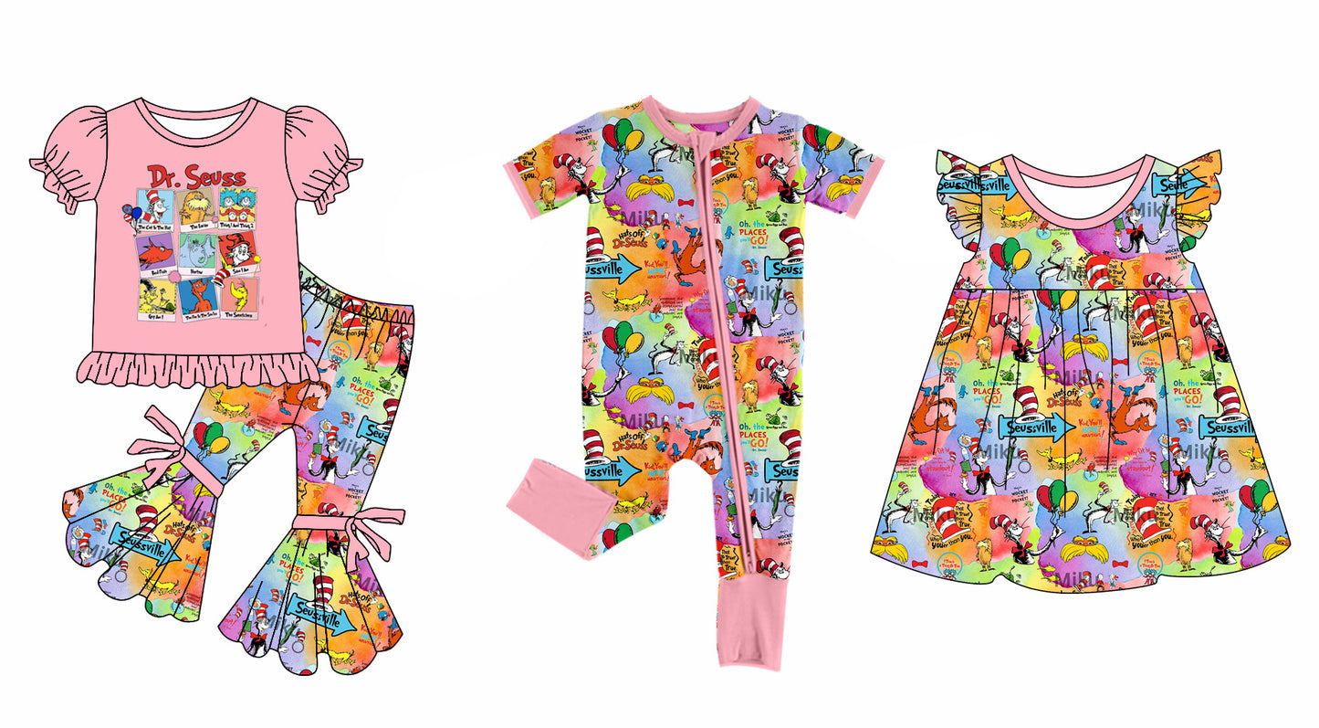 11.28(Custom Design Preorder MOQ 5 Each Design) Dr.Reading Tie-dye Print Girls Matching Clothes Sisters Wear