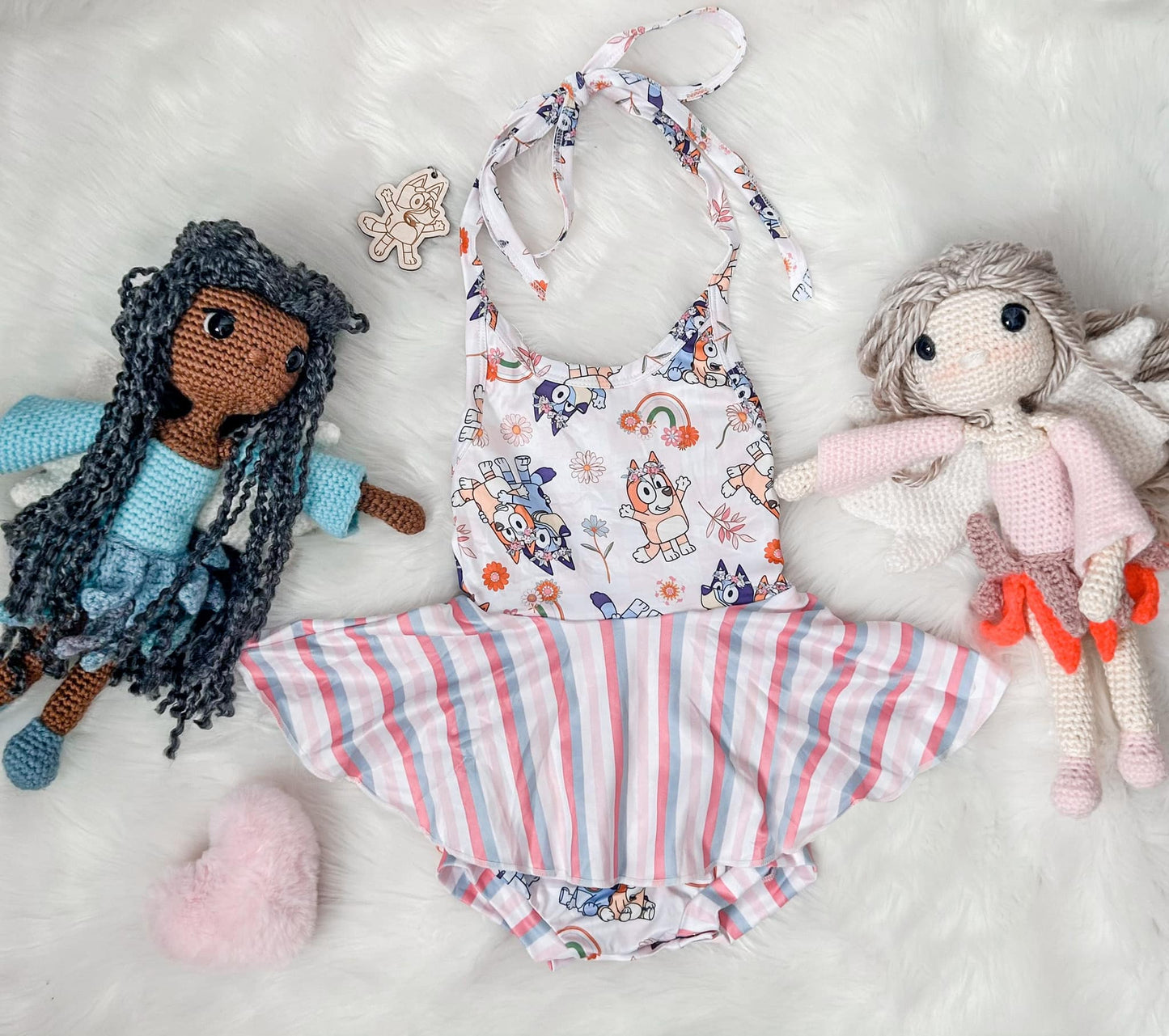 (Custom Design Preorder MOQ 5) Cartoon Dog Flowers Print Baby Girls Summer Romper