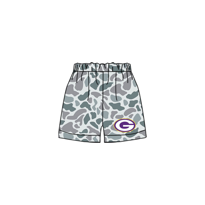 (Custom Design Preorder MOQ 5 Each Item)Team's Gurdon Camo Print Sibling Matching Clothes