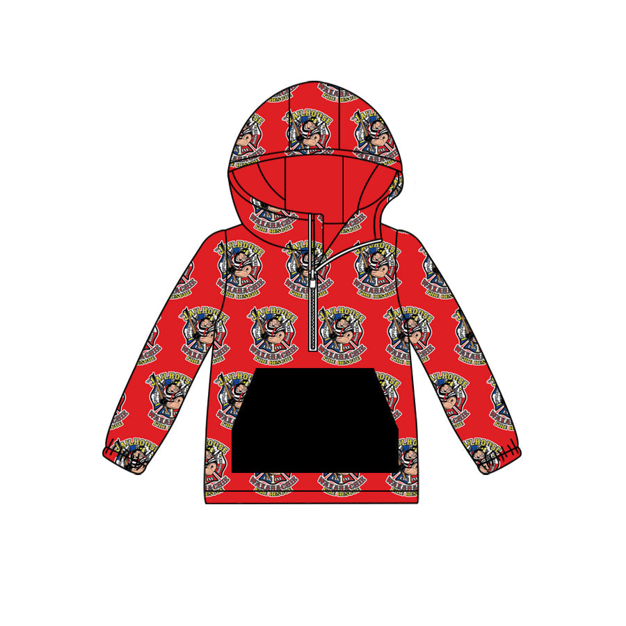 (Custom Design Preorder MOQ 5) JAILHOUSE WAXAHACHIE Red Print Kids Fall Zipper Hoodie Top