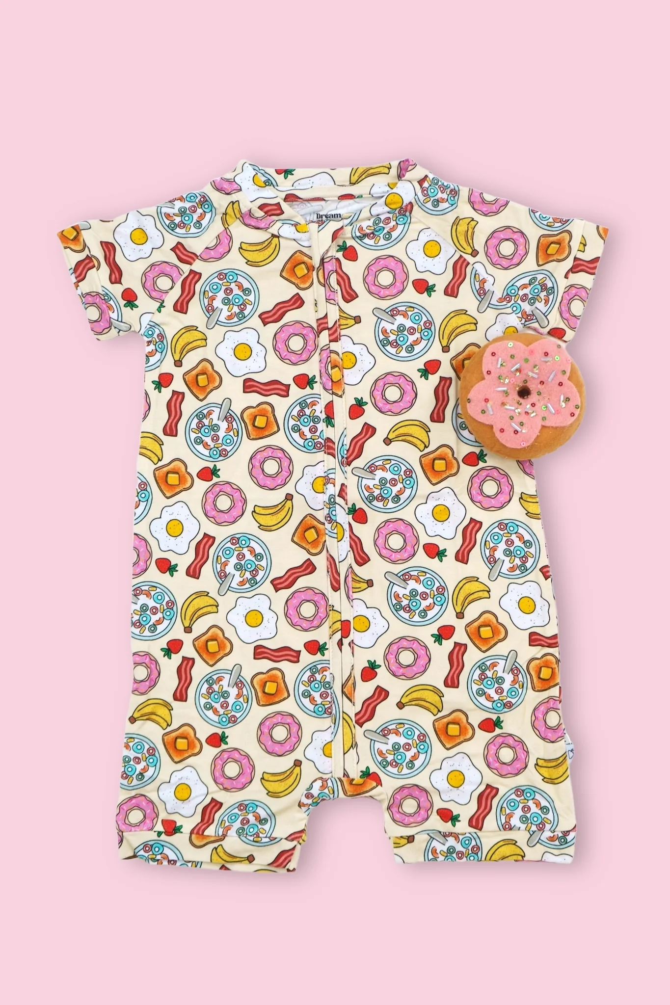 (Custom Design Preorder MOQ 20) Food Print Baby Girls Summer Bamboo Sleeper Zipper Romper