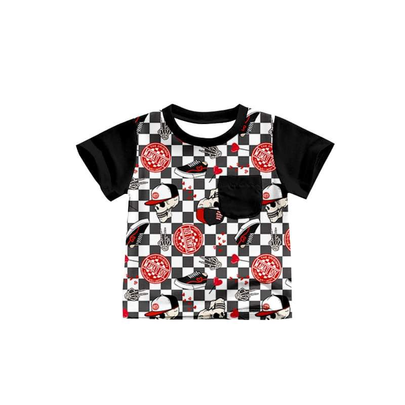 (Custom Design Preorder MOQ 5) MAMA'S BOY Print Pocket Boys Summer Tee Shirts Top