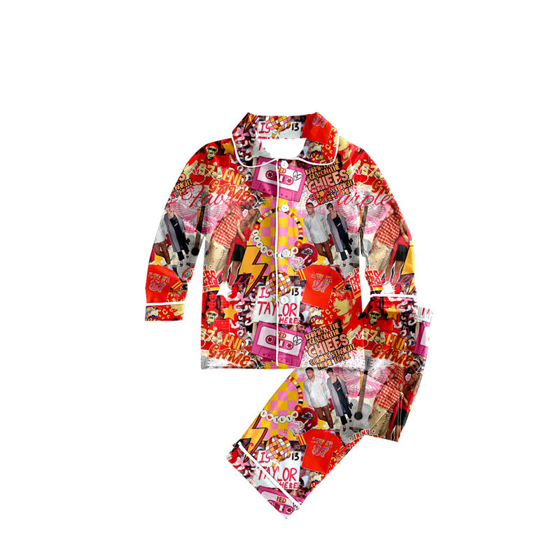 (Custom Design Preorder MOQ 5) Singer Swiftie Boyfriend Print Girls Fall Pajamas Clothes Set