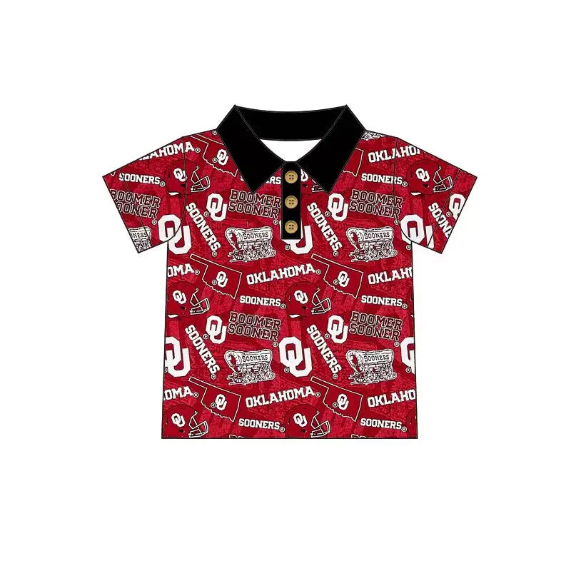 (Custom Design Preorder MOQ 5) Team's Oklahoma Print Boys Summer Polo Tee Shirts Top