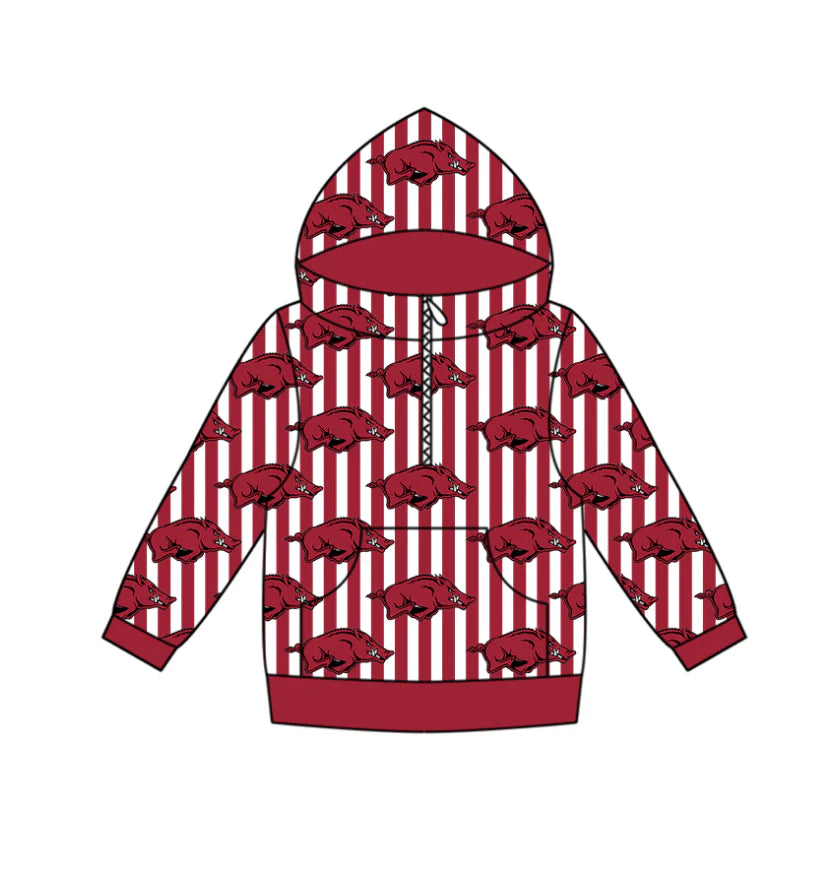 (Custom Design Preorder MOQ 5 Each Design) Team's Arkansas Print Hoodie Zipper Top Mom and Me Matching Clothes