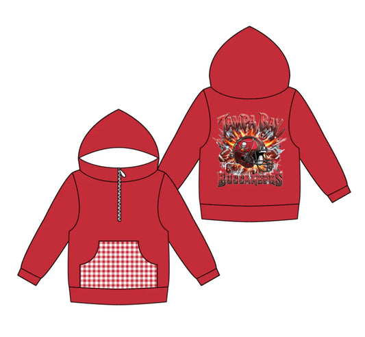 (Custom Design Preorder MOQ 5) Team's Tampa Bay Buccaneers Print Pocket Kidss Long Sleeve Zipper Hoodie Top
