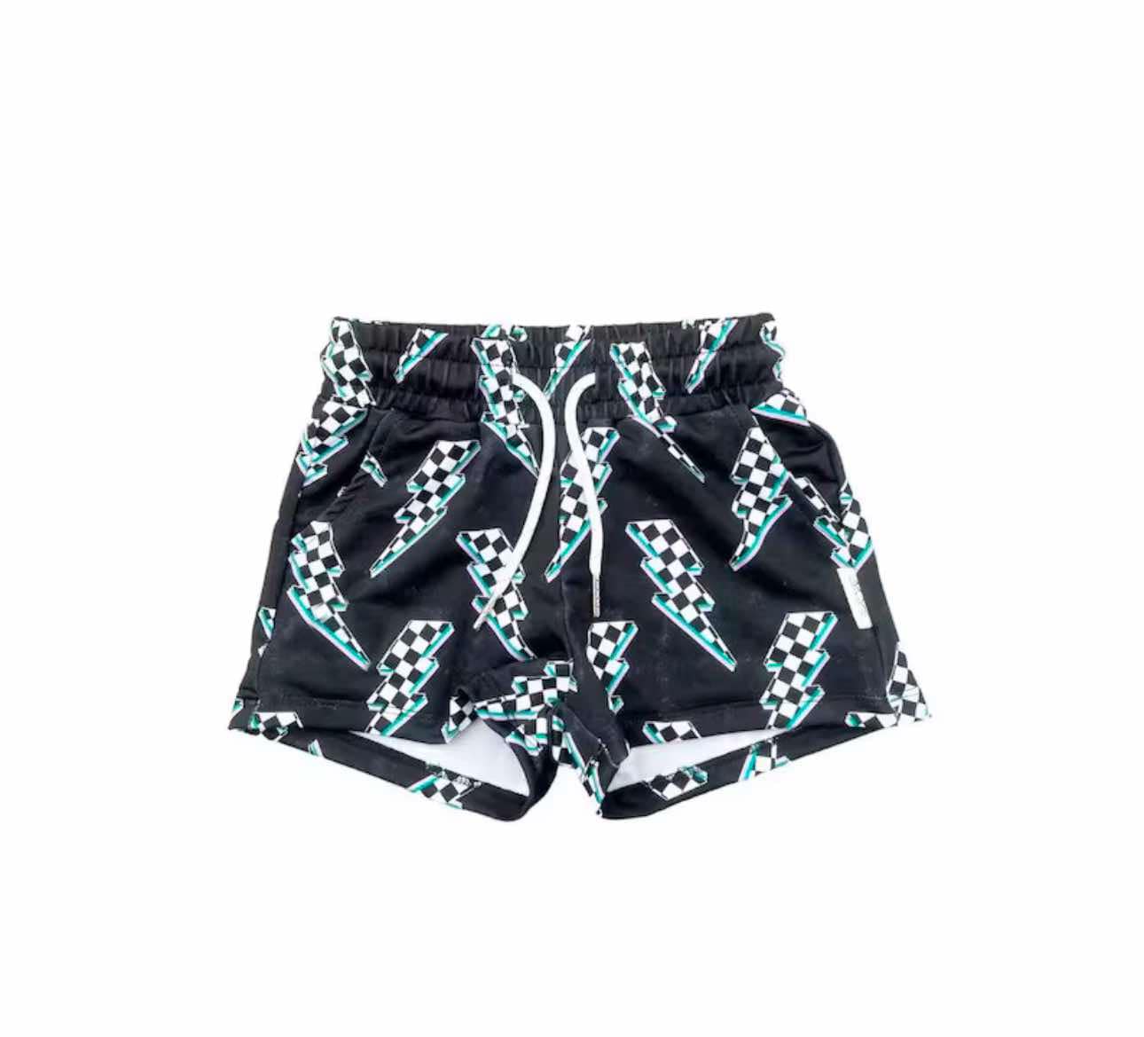 (Custom Design Preorder MOQ 5) Flash Black Kids Summer Pockets Bottom Shorts