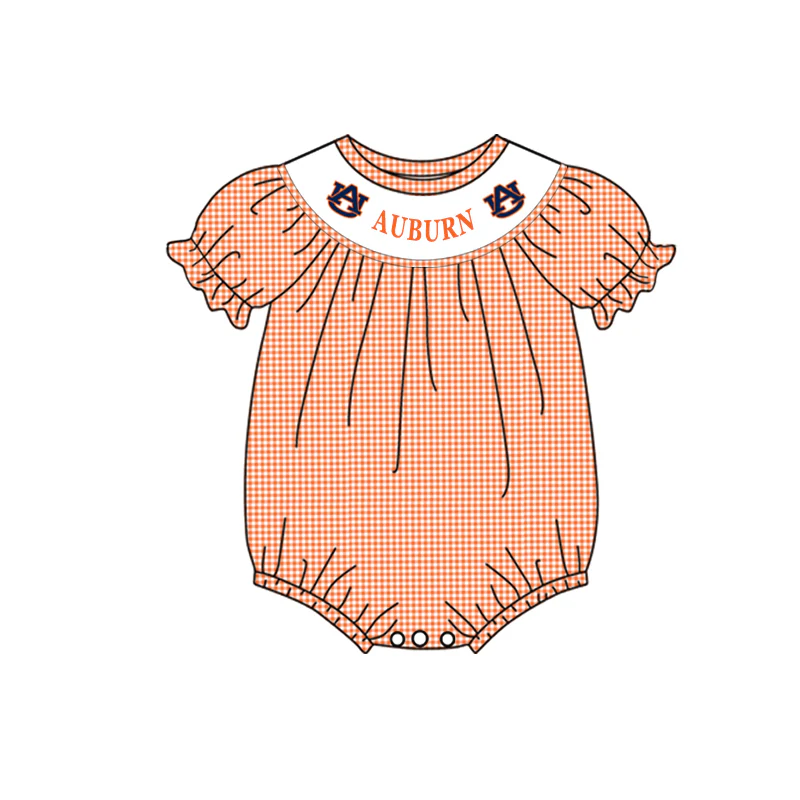 (Custom Design Preorder MOQ 5) Team's AUBURN Print Baby Girls Summer Romper
