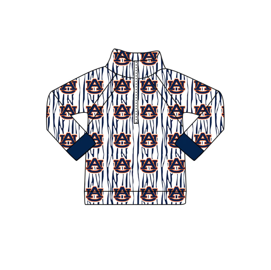 (Custom Design Preorder MOQ 5 Each Design) Team's Auburn Print Pullover Zipper Top Mom and Me Matching Clothes