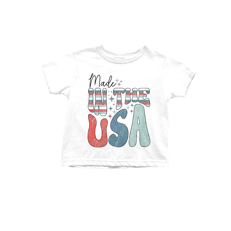 11.27(Custom Design Preorder MOQ 5 ) Made In The USA Print Kids 4th of July Tee Shirts Top