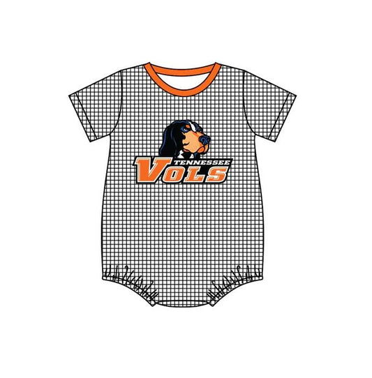 (Custom Design Preorder MOQ 5) Team's Tennessee Plaid Print Baby Boys Summer Romper