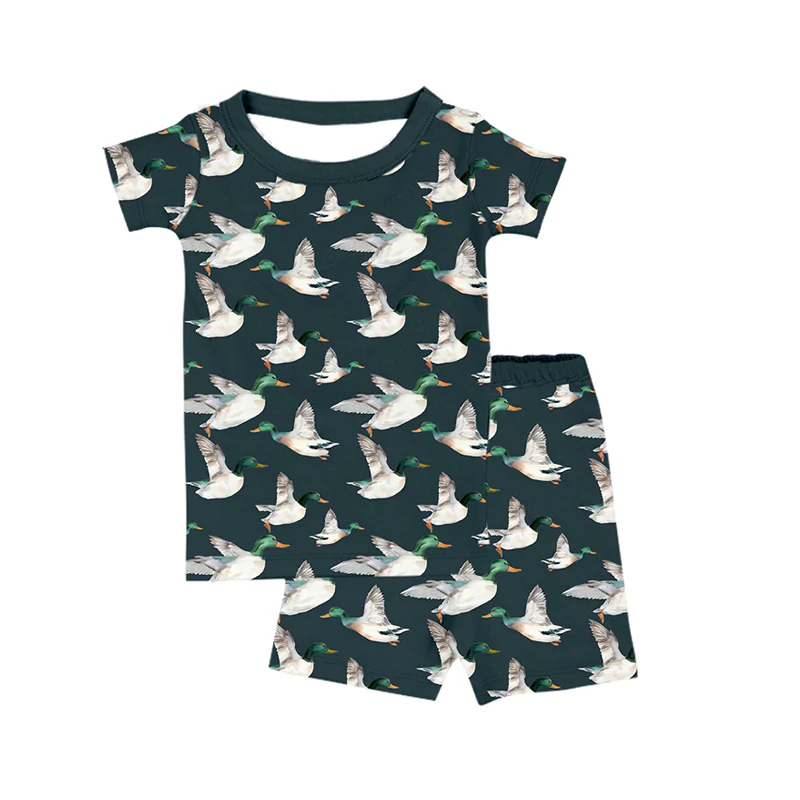 (Custom Design Preorder MOQ 5) Duck Print Boys Summer Pajamas Clothes Set