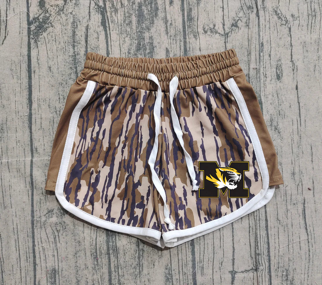 (Custom Design Preorder MOQ 5 Each Item) Team's Missouri Tigers Camo Print Summer Bottom Shorts Mom and Me Matching Clothes