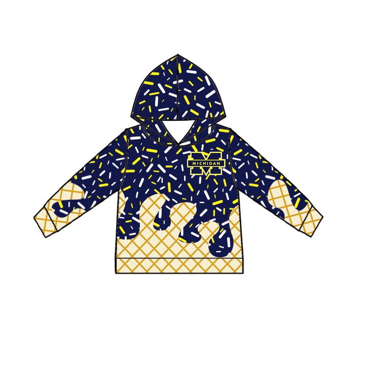 (Custom Design Preorder MOQ 5 Each Item)Team's MICHIGAN Sprinkles Print Sibling Matching Clothes