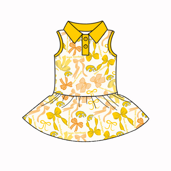 (Custom Design Preorder MOQ 5 Each Color) Team's Lowa Hawkeyes Print Girls Summer Clothes Sisters Matching Wear