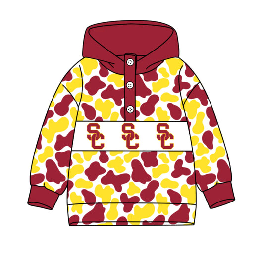 (Custom Design Preorder MOQ 5) Team's Southern California Camo Print Kids Long Sleeve Buttons Hoodie Top
