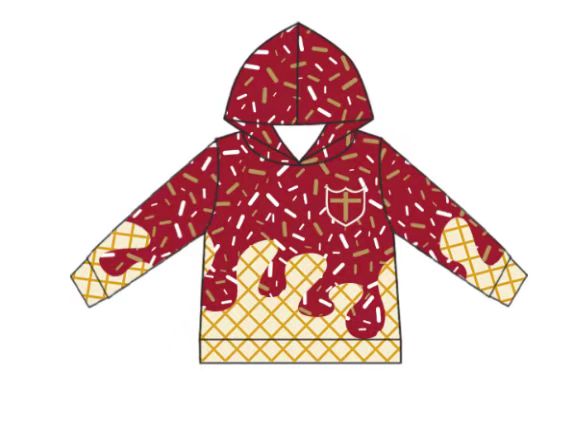 (Custom Design Preorder MOQ 5 Each Item)Team's Red Sprinkles Print Hoodie Top Mom and Me Matching Clothes