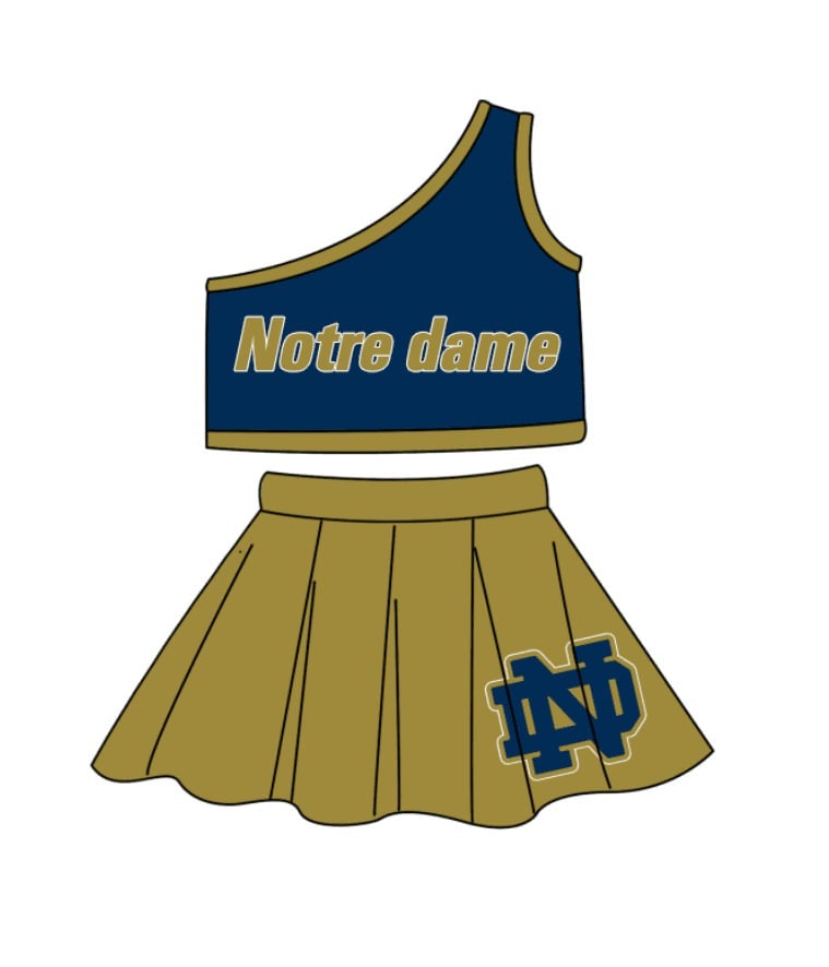 (Custom Design Preorder MOQ 5) Team's NOTRE DAME Print Girls Skirts Clothes Set