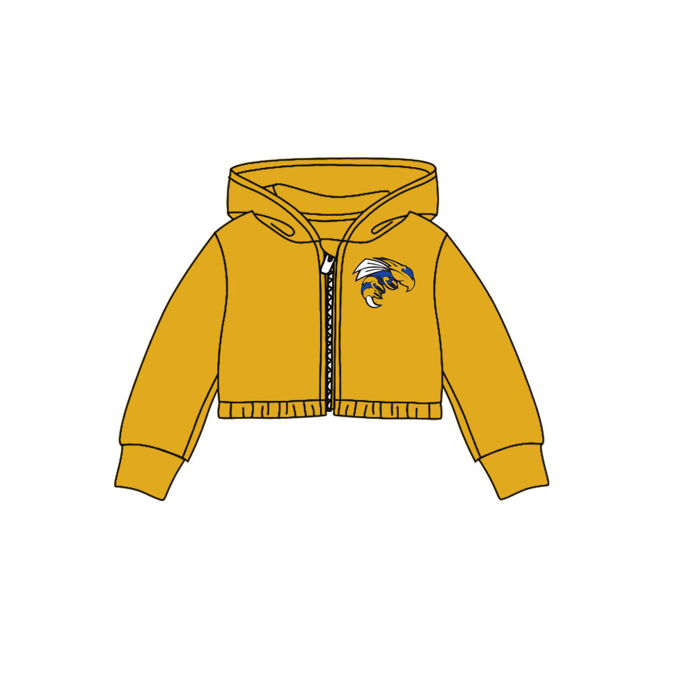 (Custom Design MOQ 5) Team's Bee Yellow Print Kids Hoodie Jacket Top