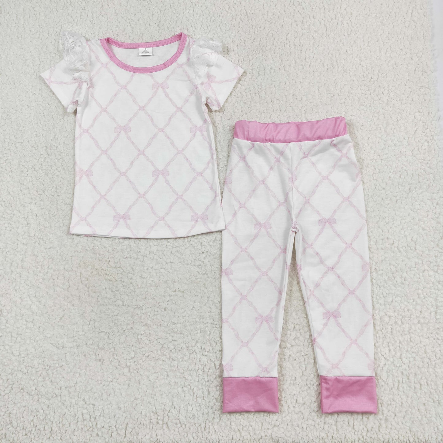 Pink Bows Print Sisters Matching Bamboo Clothes
