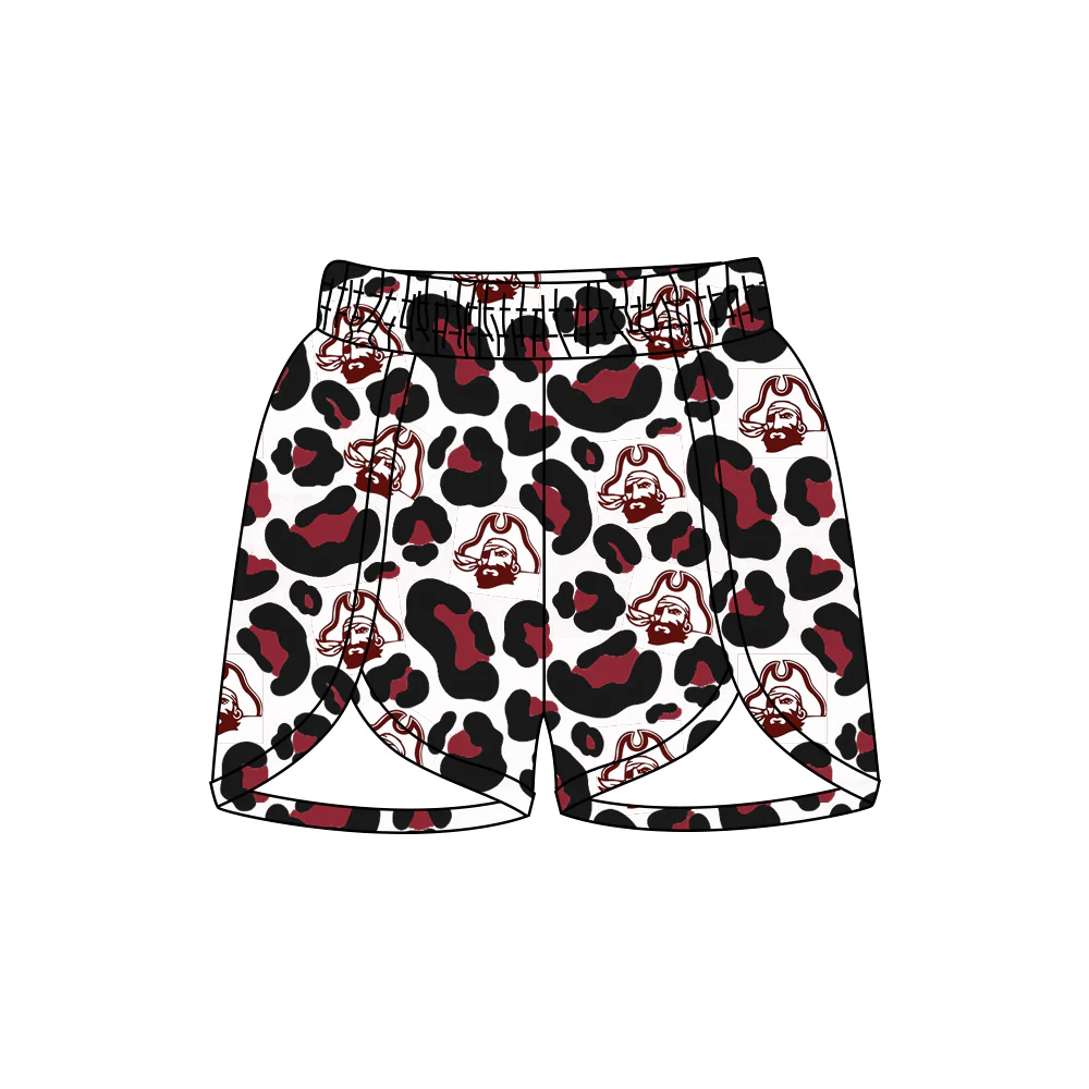 (Custom Design Preorder MOQ 5 Each Item) Team's Pirate Leopard Print Summer Bottom Shorts Mom and Me Matching Clothes