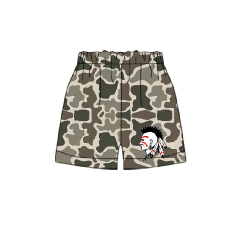 (Custom Design Preorder MOQ 5 Each Item) Team's Shawnee Indians Camo Print Summer Bottom Shorts Mom and Me Matching Clothes