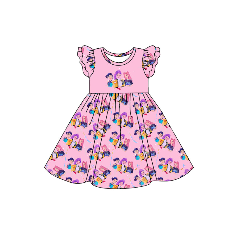 (Custom Design Preorder MOQ 5 Each Item) Cartoon KPOP Character Pink Print Girls Matching Clothes