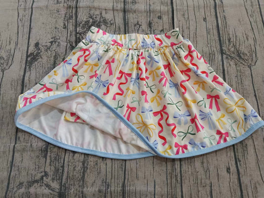 (Custom Design Preorder MOQ 5) Colorful Bows Print Girls Summer Bottom Skirts