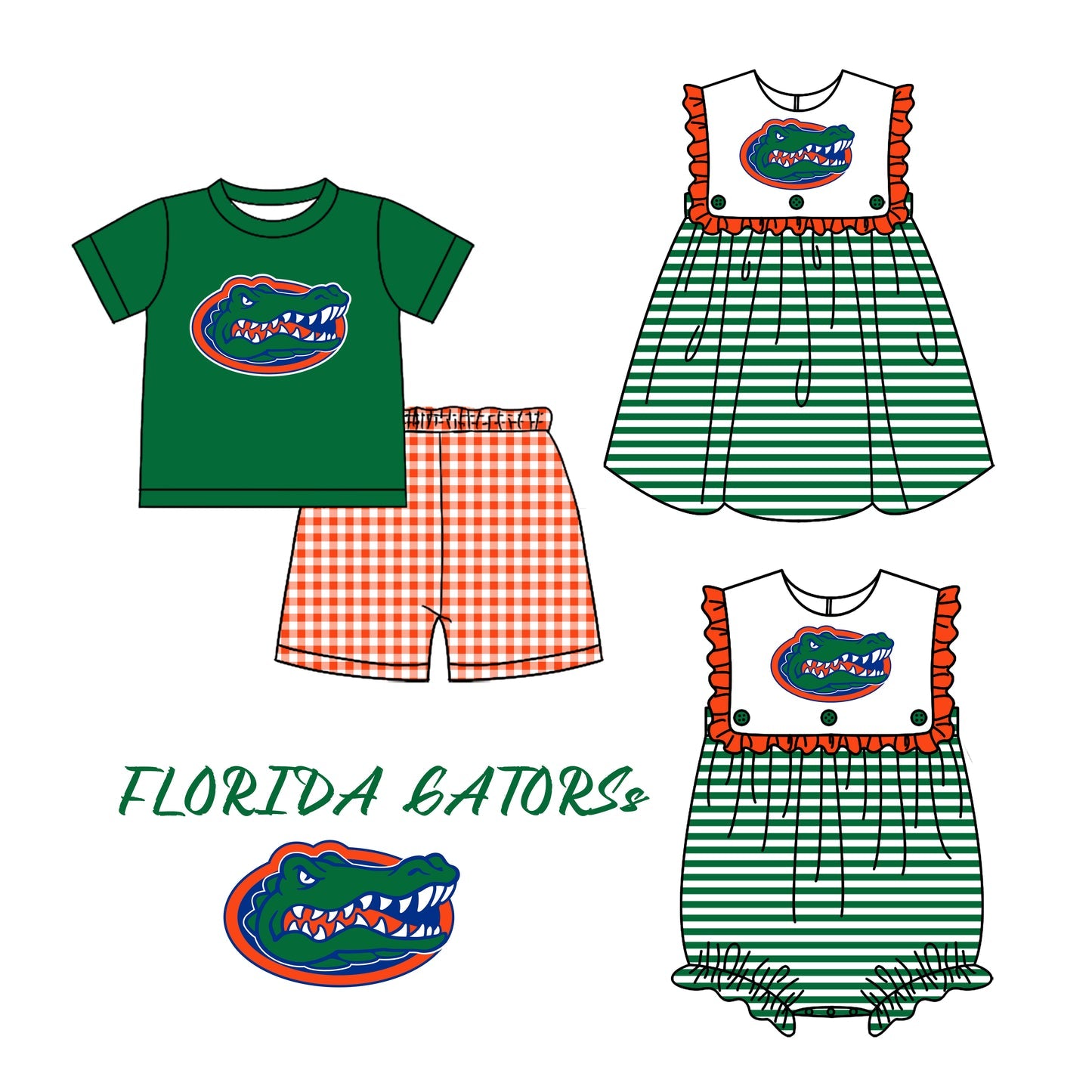 (Custom Design Preorder MOQ 5 Each Design) Team's Florida Print Kids Summer Matching Clothes Sibling Wear