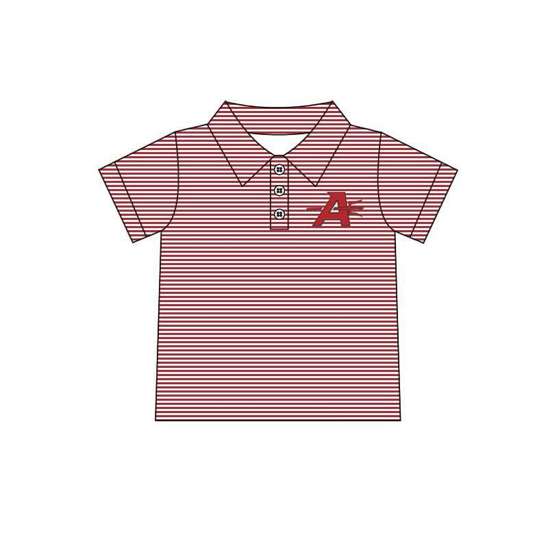 (Custom Design Preorder MOQ 5) Team's AGGIES Red Stripes Print Boys Summer Polo Tee Shirts Top