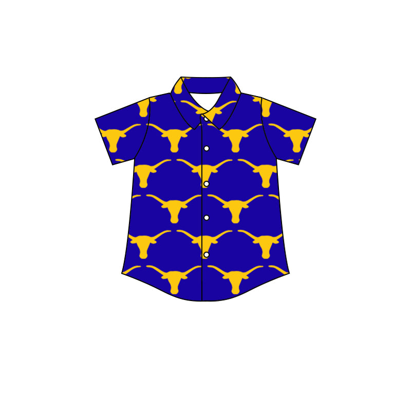 (Custom Design MOQ 5) Boys blue football team's NO.2 button up tee shirts top