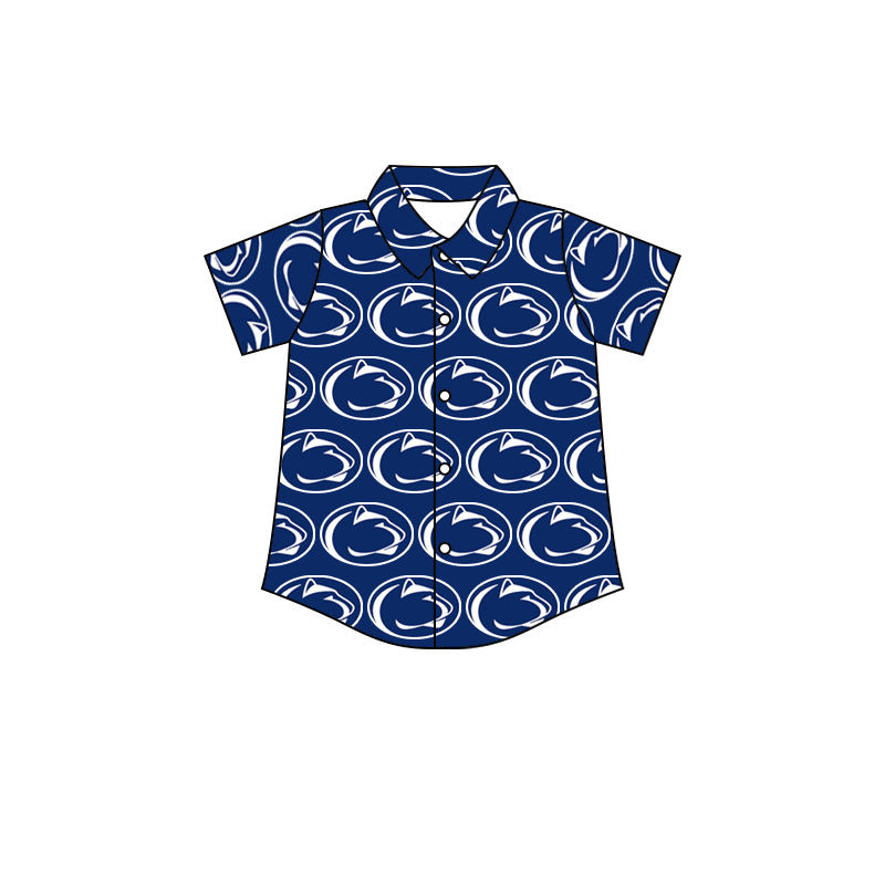 (Custom Design MOQ 5) Boys navy football team's NO.5 button up tee shirts top
