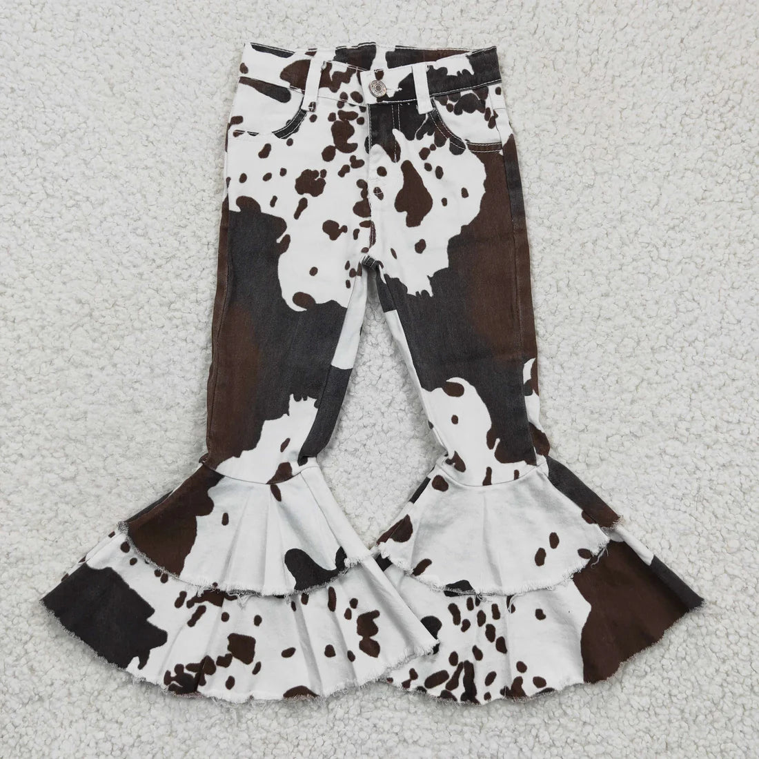Mommy and Me Matching Jeans- Cow Print Denim Western Bell Bottom Pants