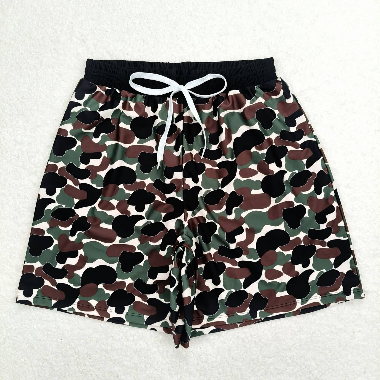 S0401 Adult Dark Green Navy Camo Print Man Swim Trunks