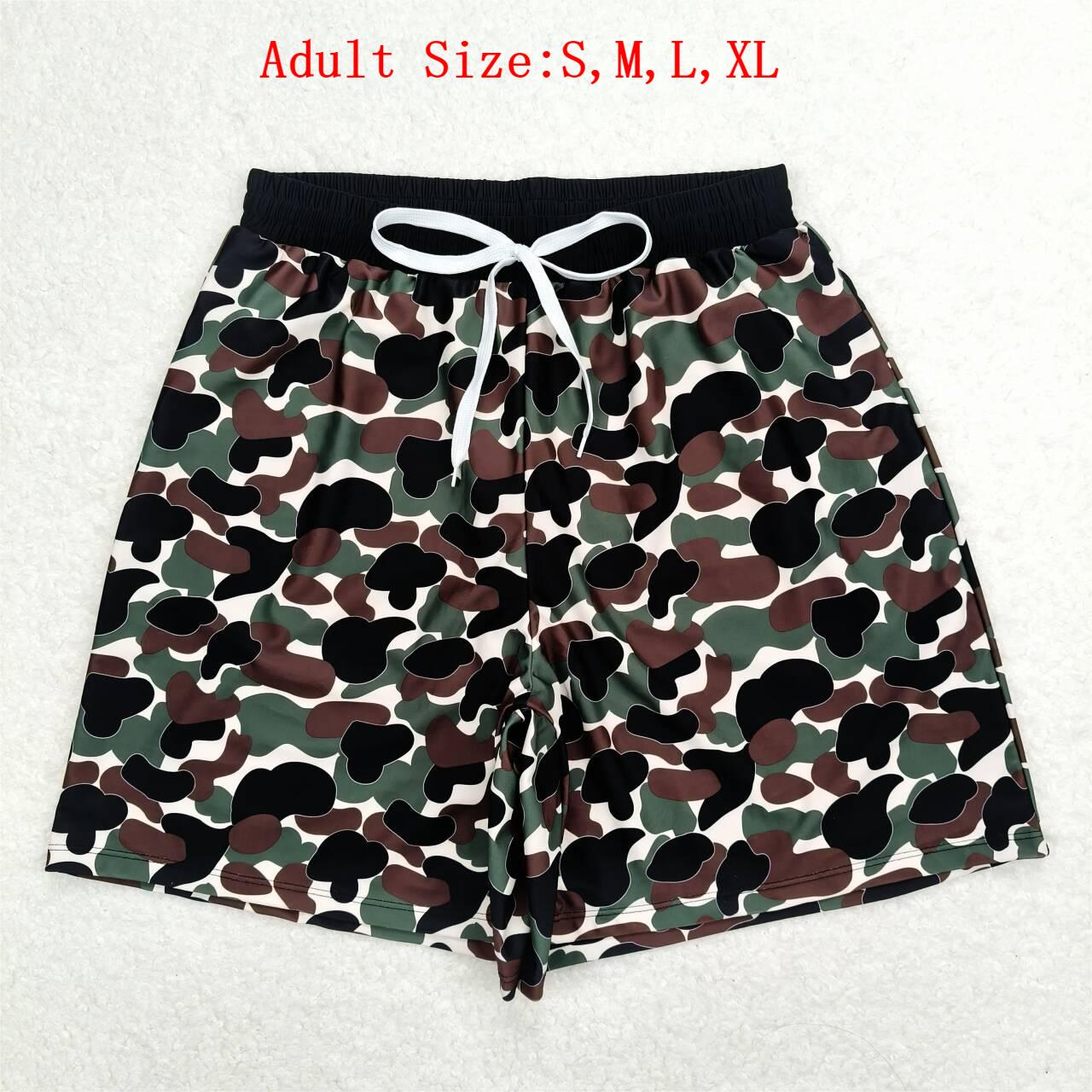 S0401 Adult Dark Green Navy Camo Print Man Swim Trunks