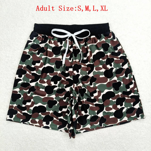 S0401  Adult Dark Green Navy Camo Print Man Swim Trunks